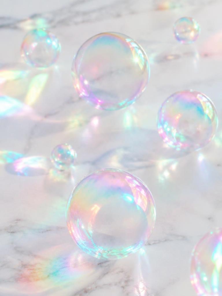 Iridescent bubbles on marble